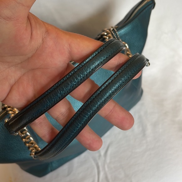 Coach Metallic Teal Ava Tote and Wallet - Picture 5 of 10